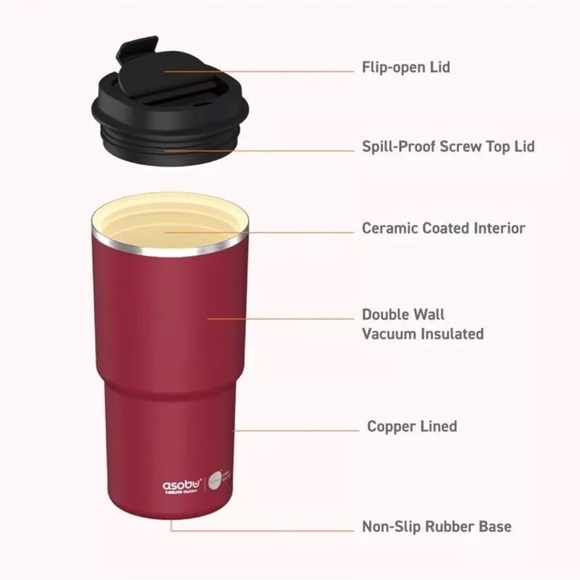Asobu travel tumbler merlot red NWT - Picture 6 of 10